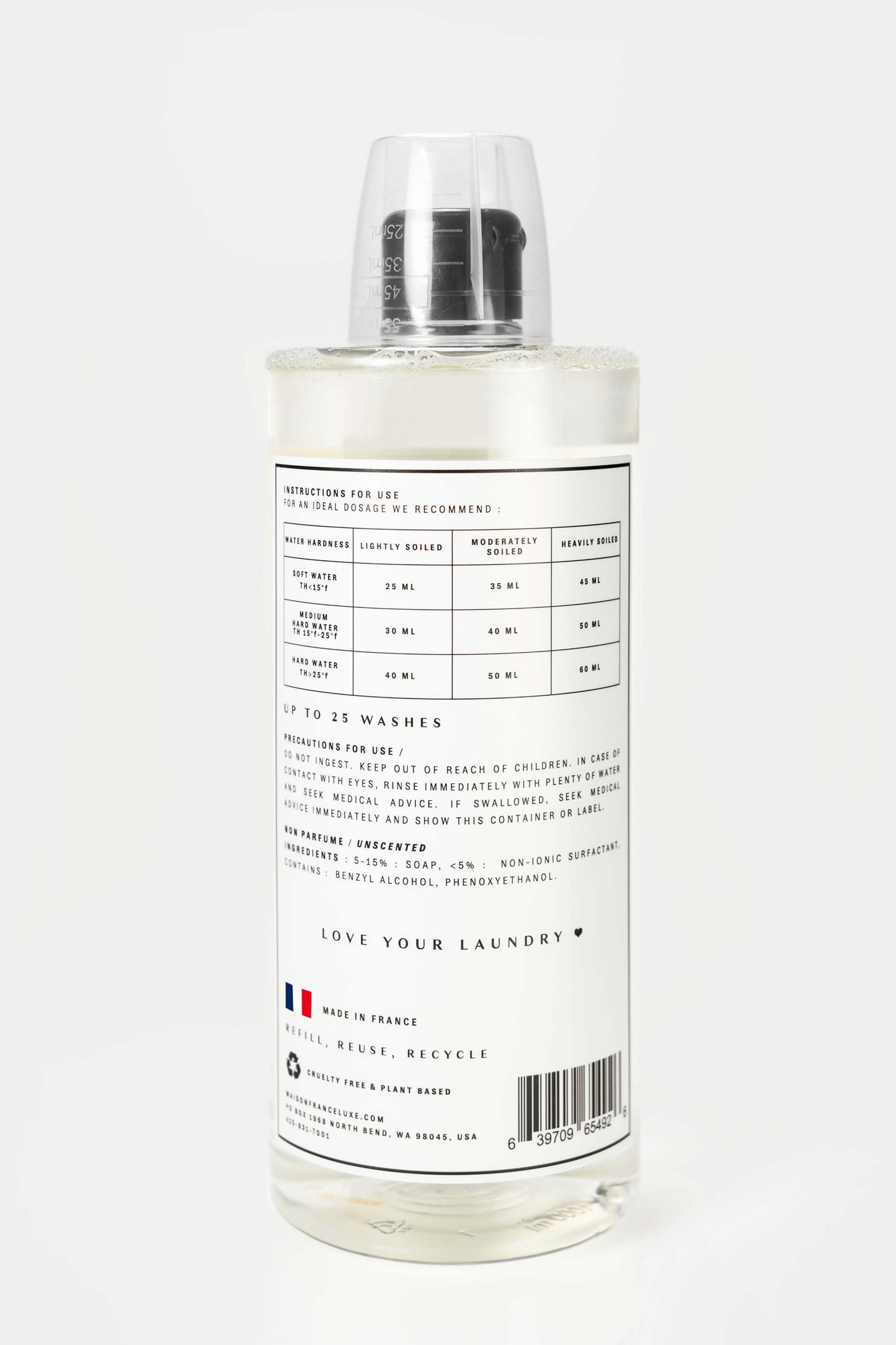 Unscented Laundry soap made in France. Natural ingredients.