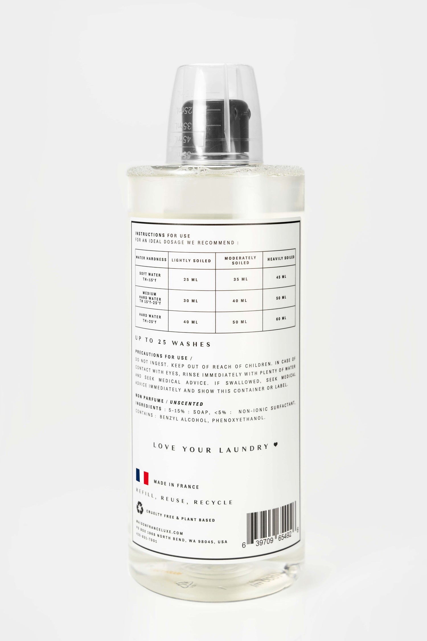 Unscented Laundry soap made in France. Natural ingredients.
