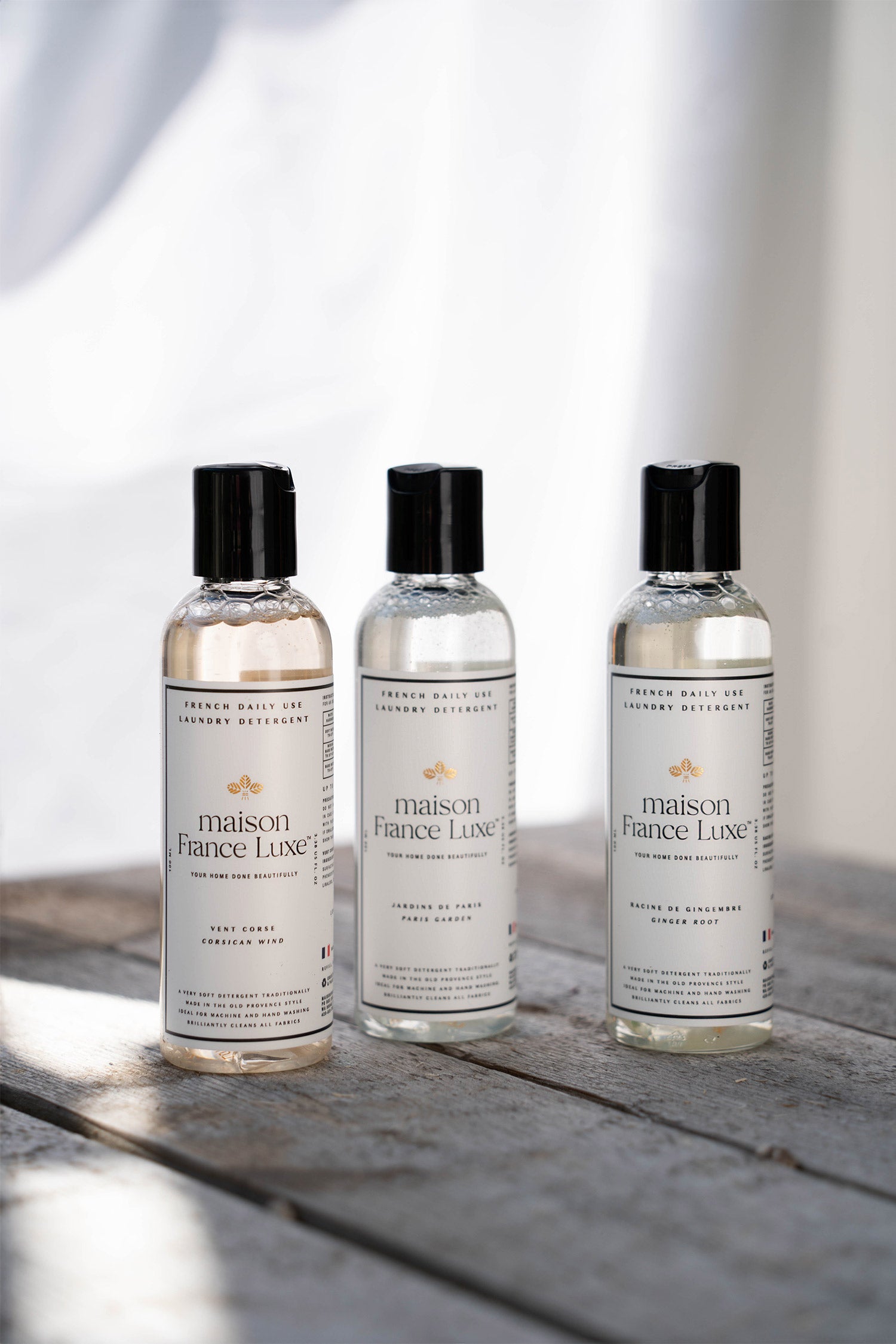 French laundry soap in travel sizes. Plant based formulas are eco friendly with luxurious scents.