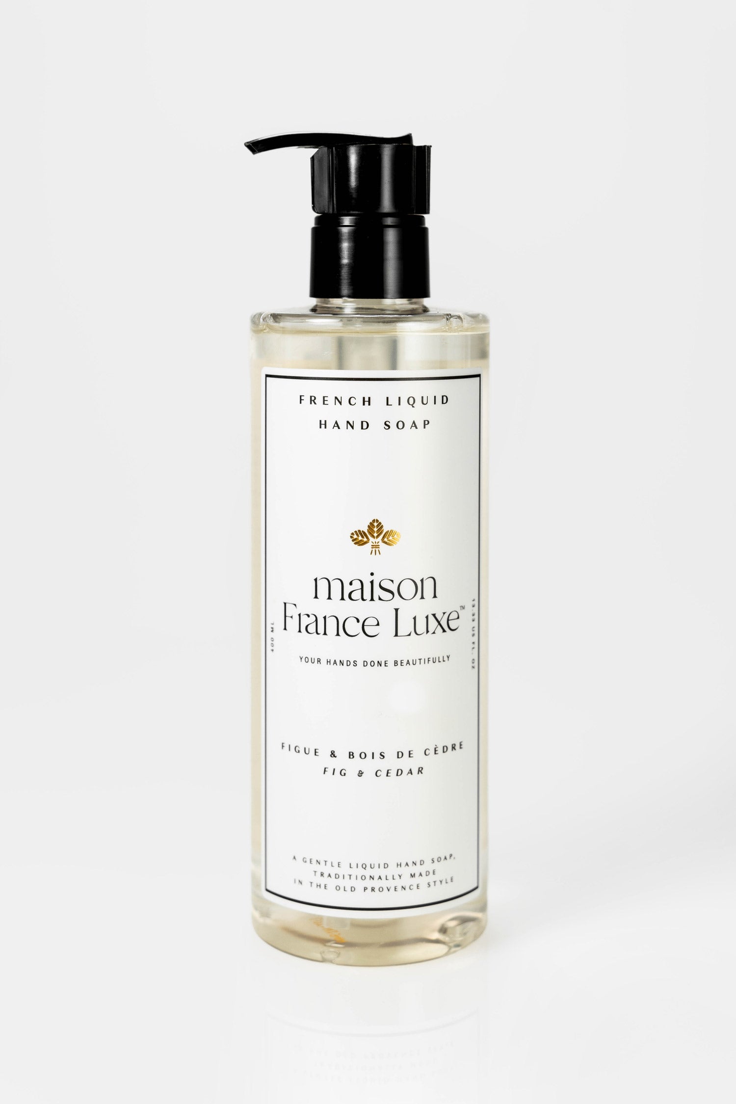 Natural Hand soap, made in France with luxurious Fig & Cedar scent and plant-based ingredients.